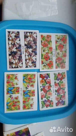 Трафарет, наклейки, стразы, зажимы для ногтей