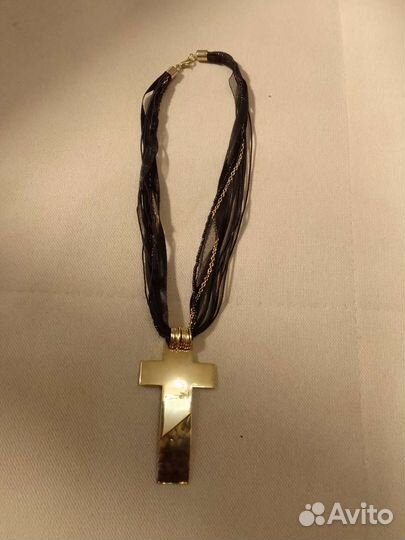 Колье из стекляруса и лент с 