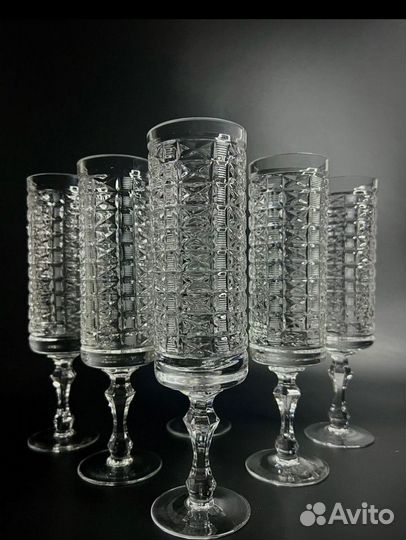 Хрустальные фужеры СССР. Набор 6 штук