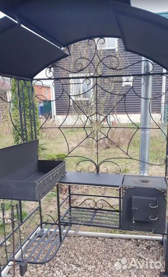 Мангал с печью под казан