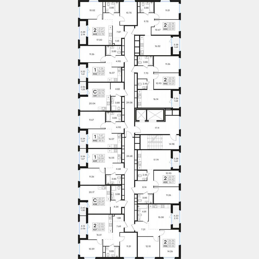 2-к. квартира, 56,1 м², 4/15 эт.