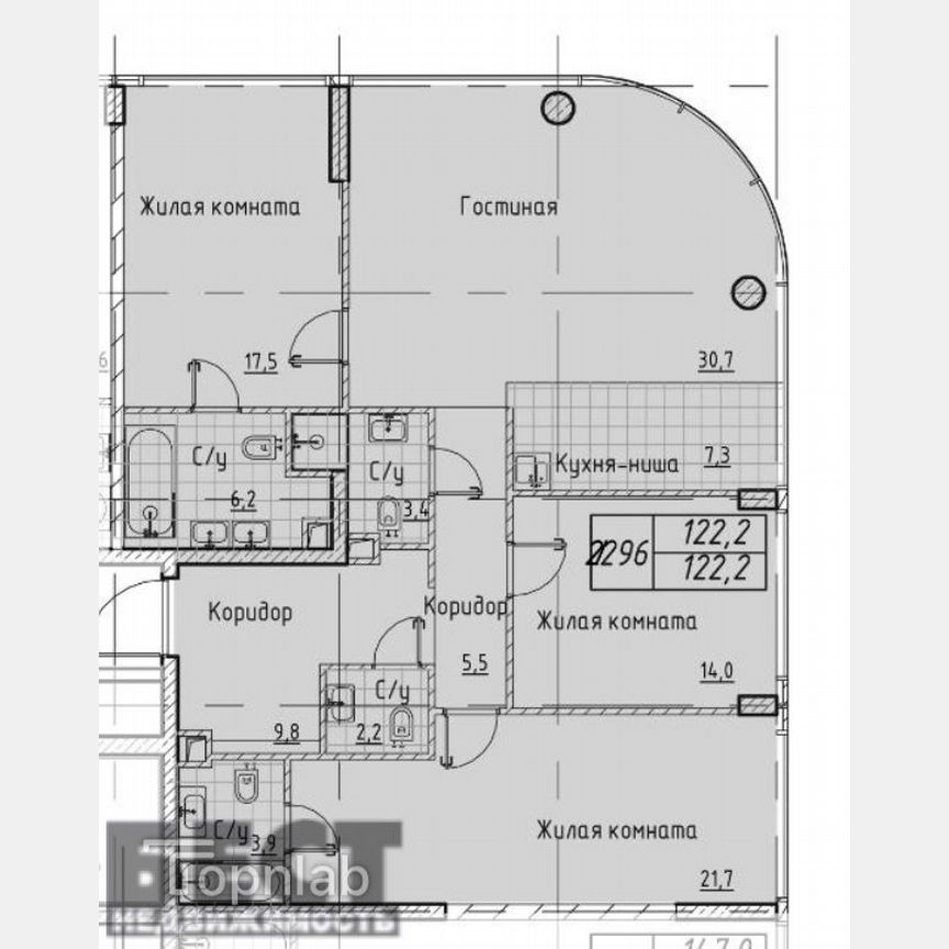 4-к. квартира, 122,2 м², 34/46 эт.