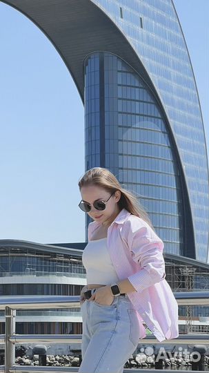 Рубашка zara розовая в полоску S