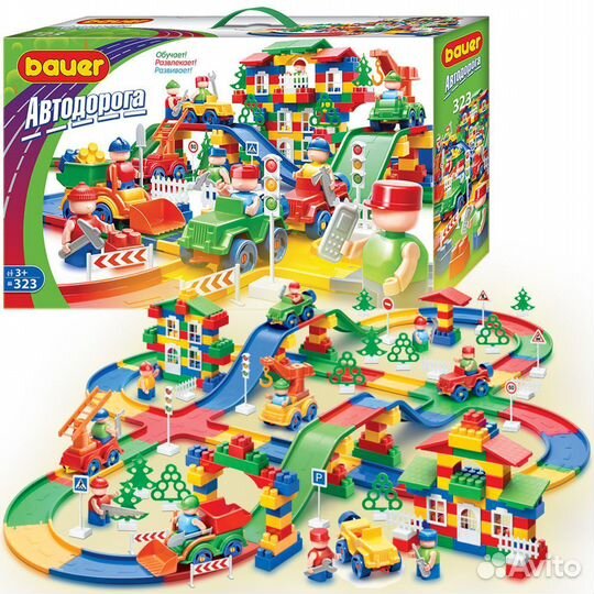 Конструктор bauer Автодорога (323 эл) + кубики