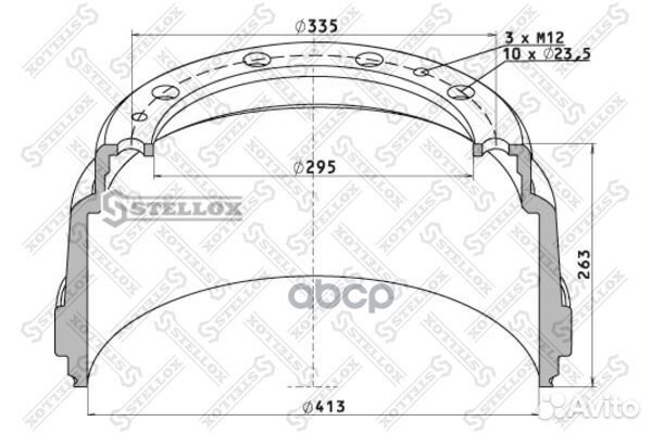 85-00017-SX торм.барабан 413x178/190 H263 d2