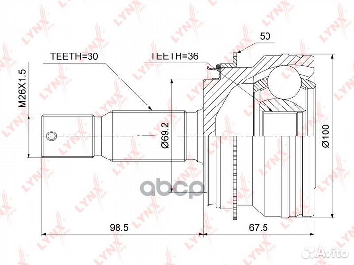 Шрус внешний перед прав/лев CO3894A lynxauto