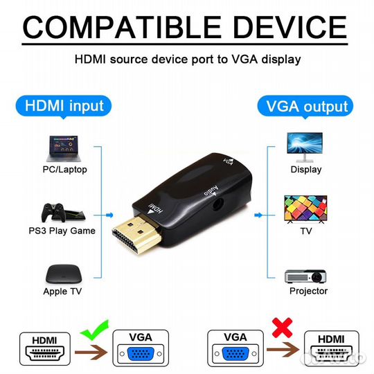 Переходник с hdmi на VGA, адаптер