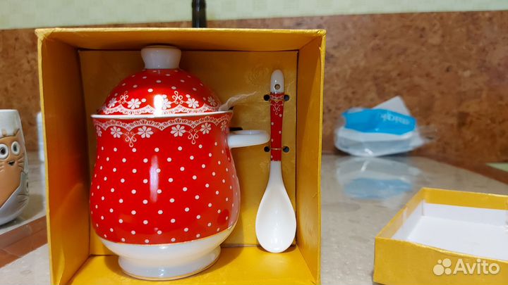 Сахарница с ложкой новая