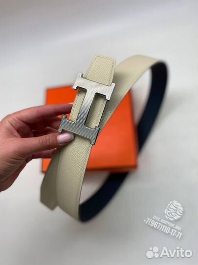 Мужской двухсторонний кожаный ремень Hermes