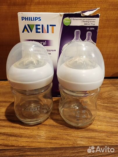 Бутылочки avent стекло, соски, поильники