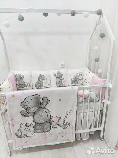 Новые бортики из сатина с косичкой в кроватку