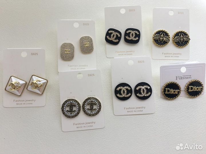 Серьги Chanel и Dior
