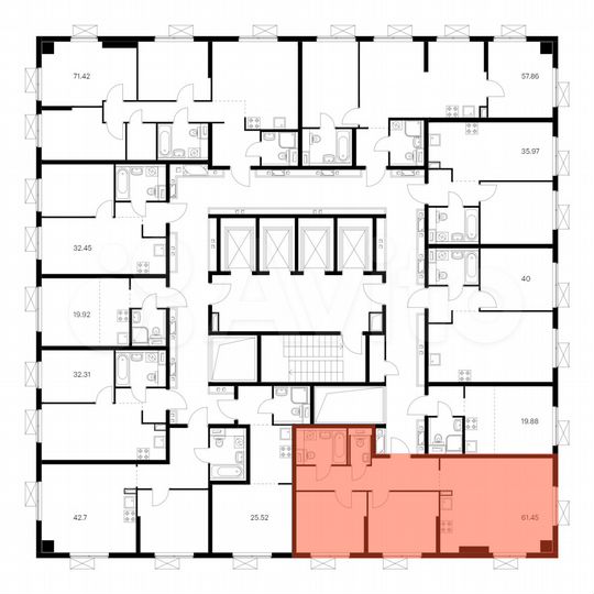 2-к. квартира, 61,5 м², 22/33 эт.
