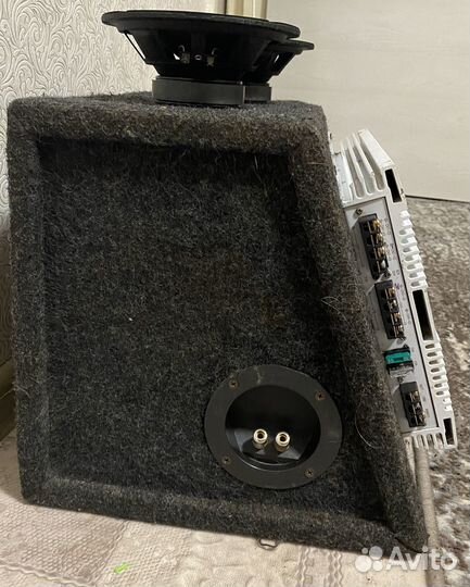 Сабвуфер и усилитель с коробом