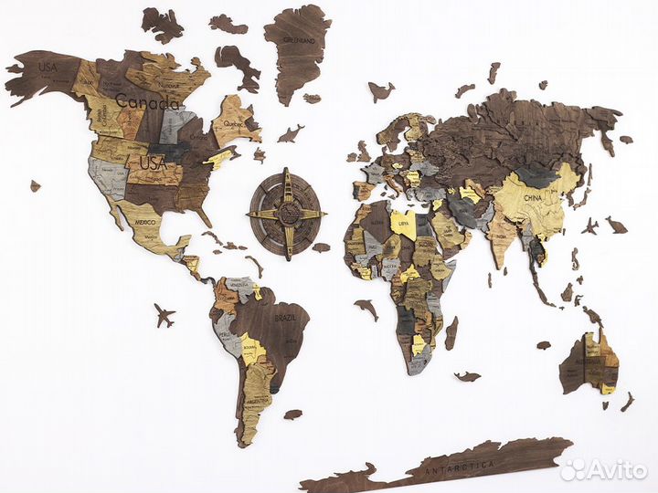 Деревянная карта мира