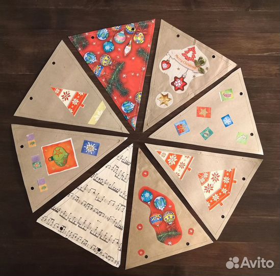 Гирлянда флажков из крафт-бумаги новогодняя