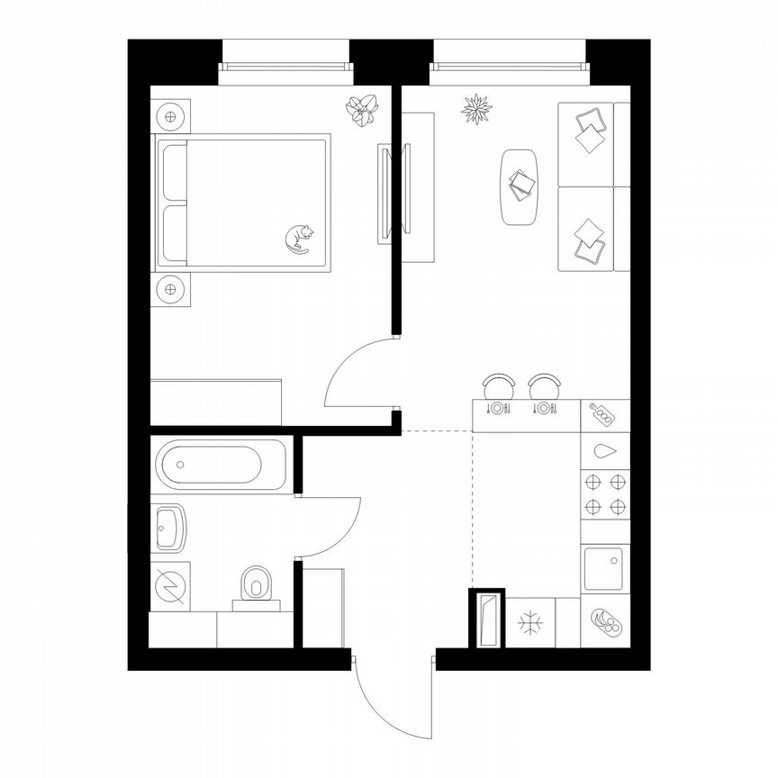 1-к. квартира, 35,6 м², 14/45 эт.