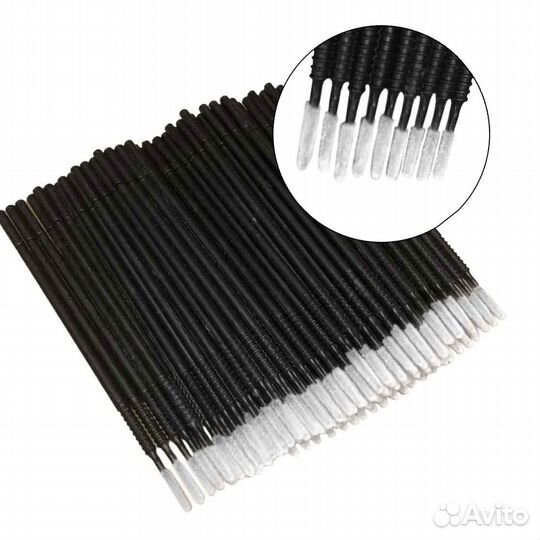 Микробраши с длинным наконечником, черные 100шт