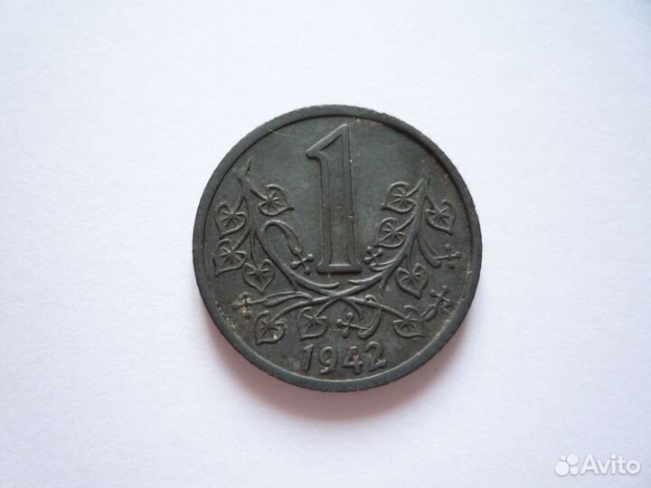 1 крона 1942 г Богемия и Моравия 