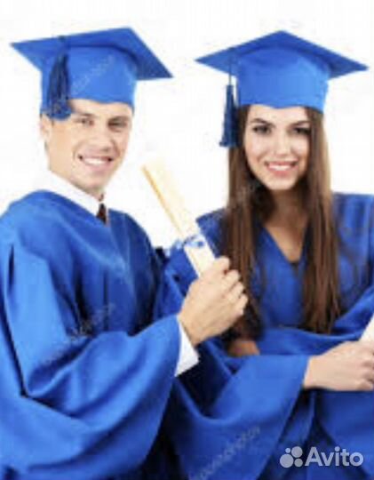 Мантия выпускника синяя раз.44-48