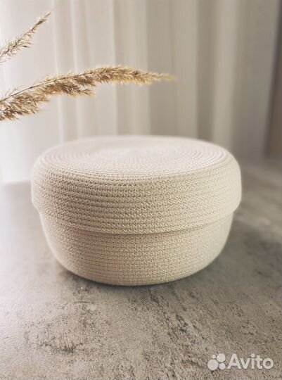 Интерьерная плетеная корзина для хранения из джута