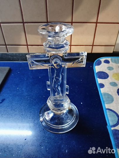 Подсвечник хрустальный крест