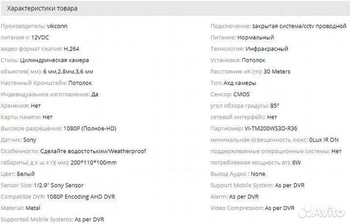 Видеокамеры Vikconn Sony IMX322 1080 P