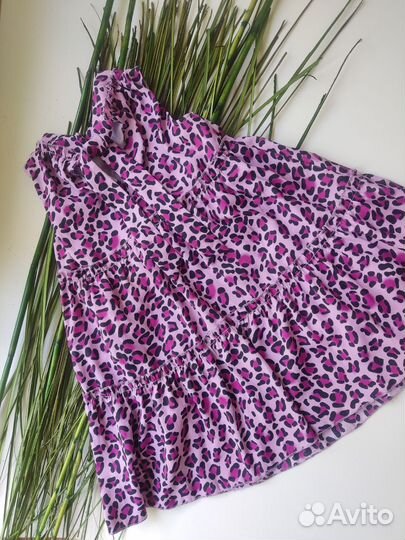 Платье для девочки 122 леопард розово-сиреневое