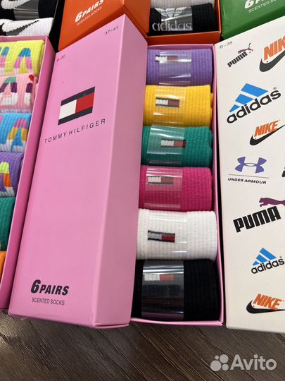 Носки Nike Adidas Fila цветные в коробке