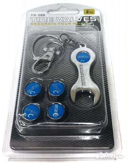 Колпачки на ниппеля - Sparco (с ключом/черный) (Се