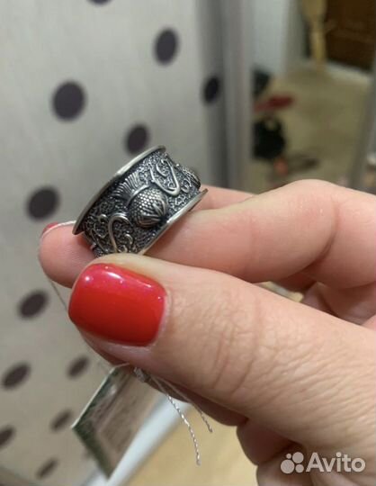 Серебряное кольцо новое Чертополох