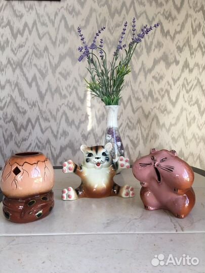 Кот, Копилка и карандашница Змея / Керамика Россия