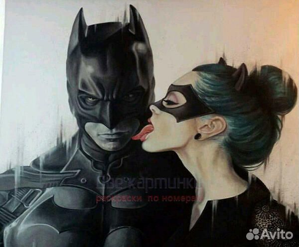 Картина по номерам 40x50 Страстная женщина-кошка и