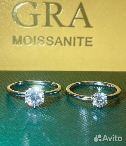 Муассанит кольцо с бриллиантом 0,5 карат 5 мм