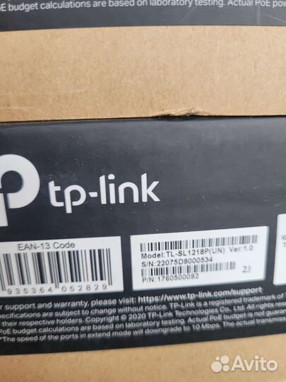 Poe коммутатор 16 портов TL-SL1218P новый 150Вт