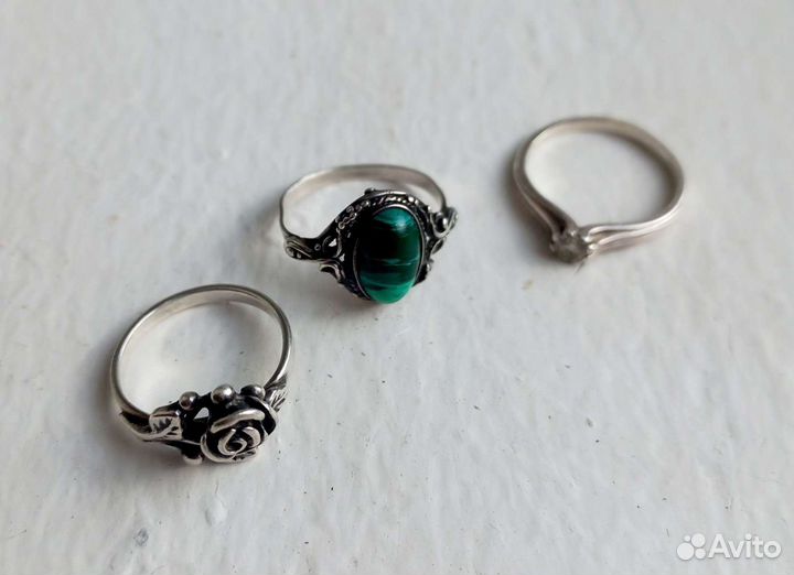 Серебряные кольца с камнями винтаж