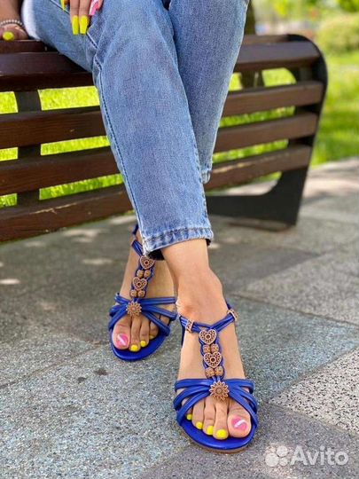 Босоножки женские синие