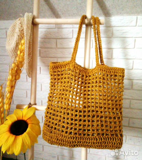 Сумка джутовая вязаная