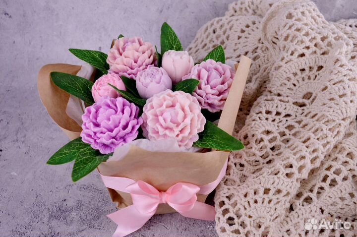 Пионы букет из мыла