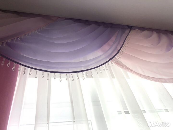 Комлект шторы, тюль, ламбрикен