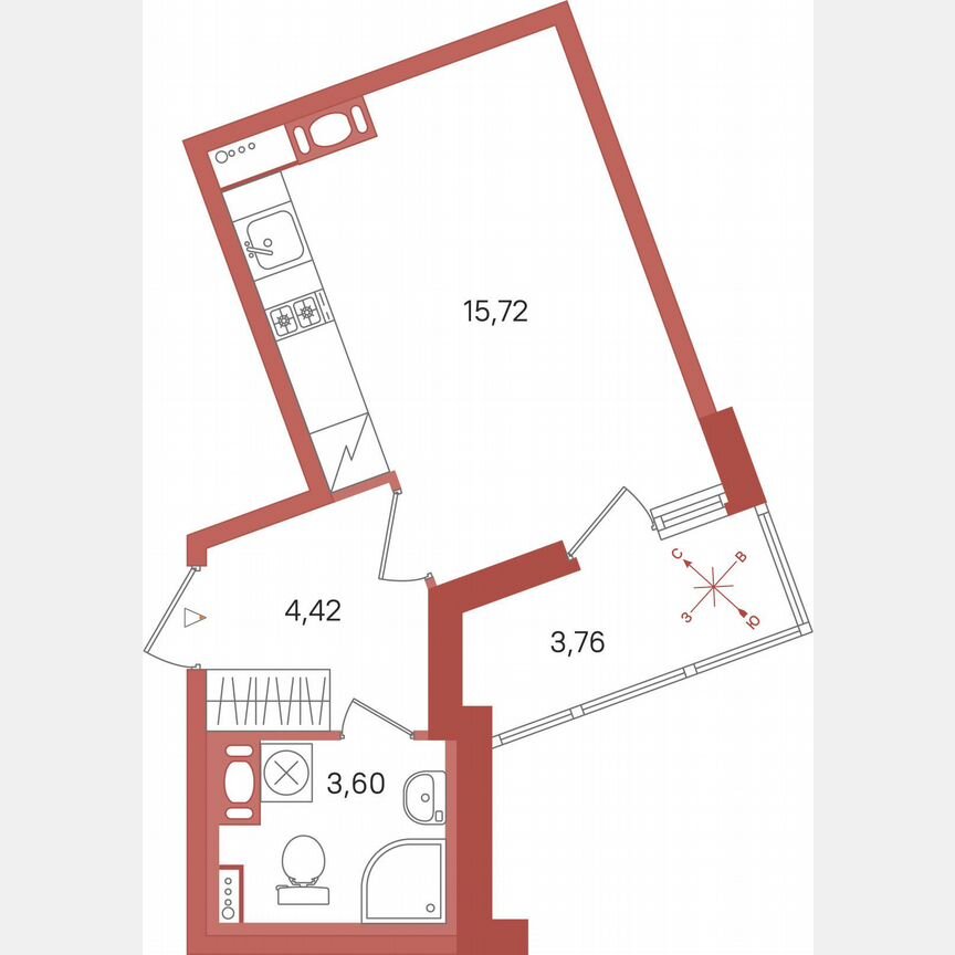 Квартира-студия, 25,6 м², 2/12 эт.