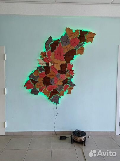 Деревянная карта Мира, России, любого региона