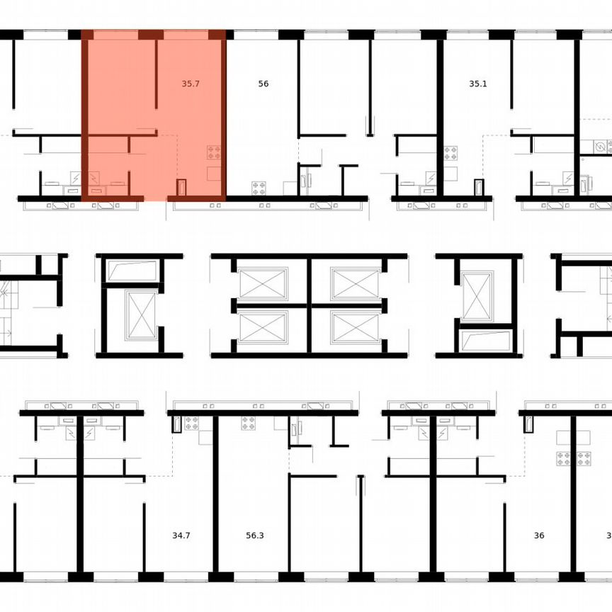 1-к. квартира, 35,7 м², 36/62 эт.