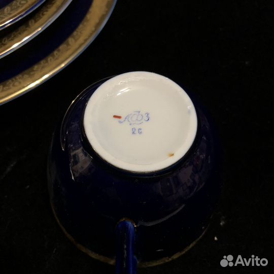 Чайная пара с тарелками кобальт лфз