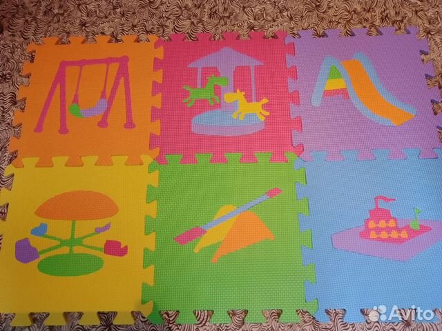 Теплый развивающий коврик пазл. 6 или 12 модулей