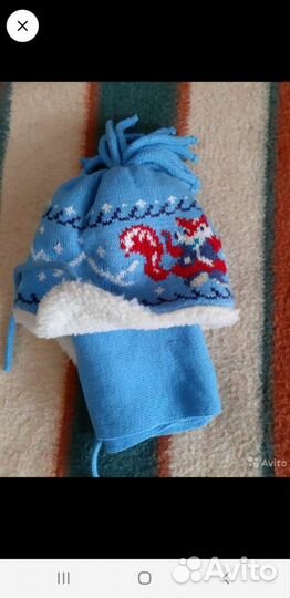 Шапка+шарф новые р.44-46