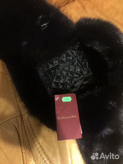 Шапка, Норка, Кожа.Унисекс 57р