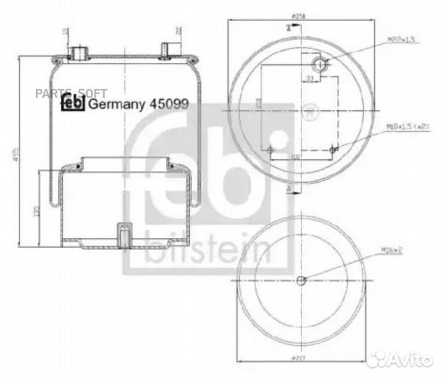 Febi 45099 45099F пневмоподушка в сборе верх 1шп/ш