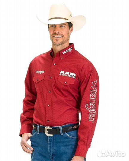 Рубашка Wrangler RAM Rodeo алая S редкость
