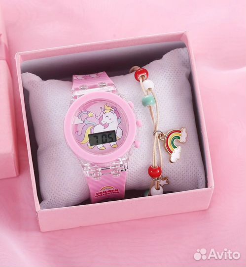 Часы детские электронные Единорог LED